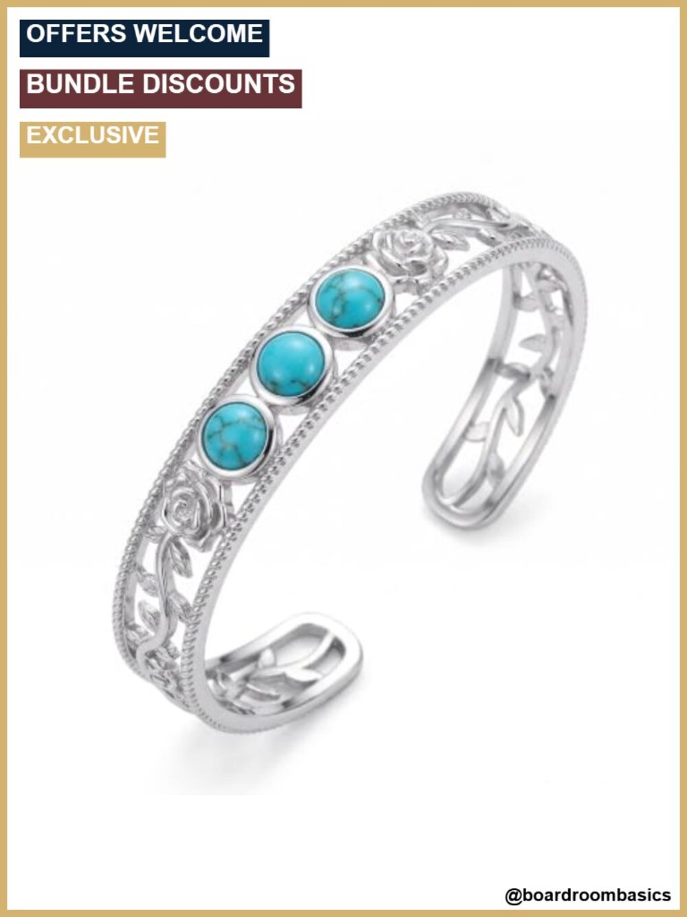 18K Gold Plated Turquoise Cuff Bangle Bracelet for Women Western Jewelry Gift